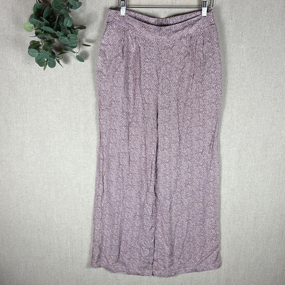 Thread & Supply > Pink and White Patterned Wide Leg High Waist Pants Medium